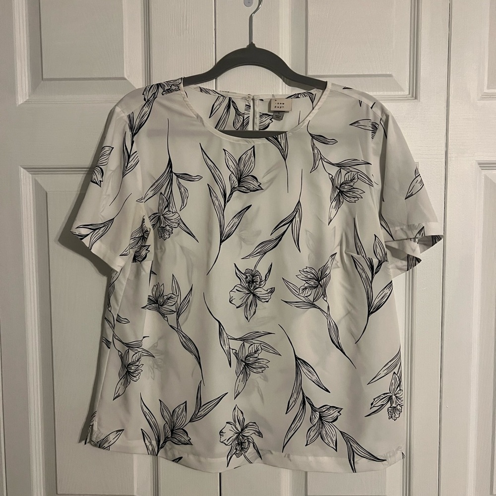 A New Day Cream and Black Floral Top
